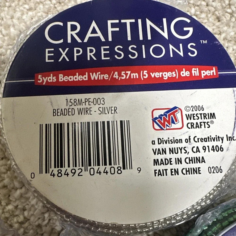 Crafting Expressions Glass Seed bead 5 Yds Spools Silver Green Red
